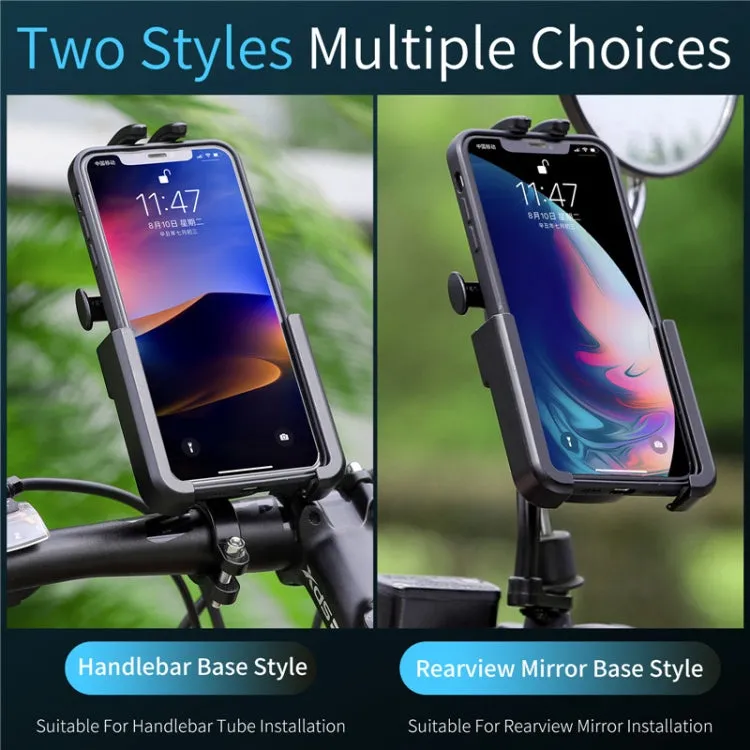 WEST BIKING  Bike Mobile Phone Holder Aluminum 360 Rotatable Electric Bike Scooter Motorcycle Phone Stand,Style: Handlebar Style